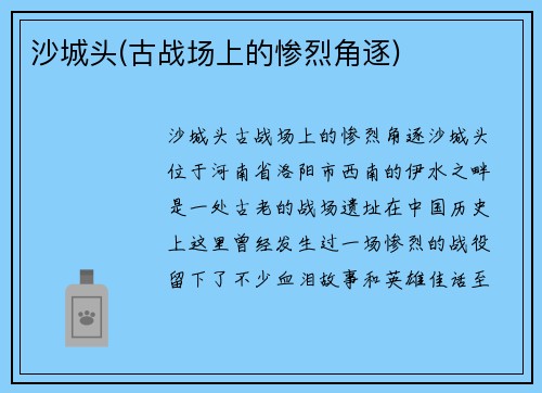 沙城头(古战场上的惨烈角逐)